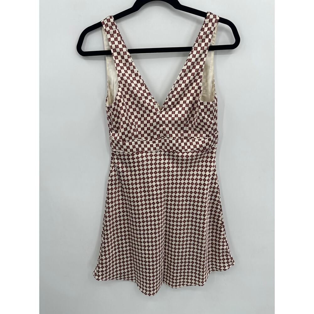 Abercrombie & Fitch Brown/Cream Checkered Slip Mini Dress Size Small NWT - Picture 4 of 5